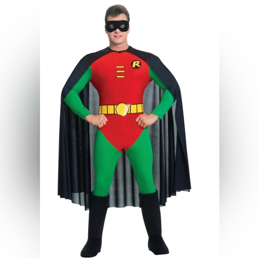 Men's Superhero Costume in Red, Green, and Black